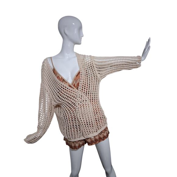 Bibi Crochet Women's Size XL Open Knit Beachy Grungecore Western‎ Boho Cardigan - Picture 7 of 9